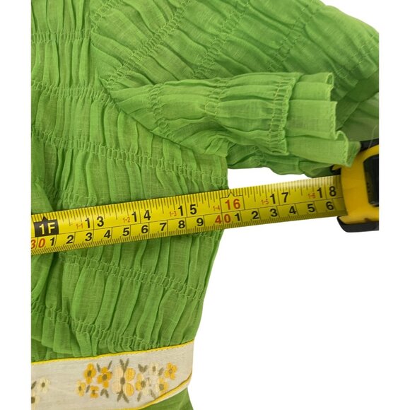 Vintage 1960s Womens Maxi Dress Small Lime Green Smocked A-Line Cottagecore NWT - Picture 7 of 9